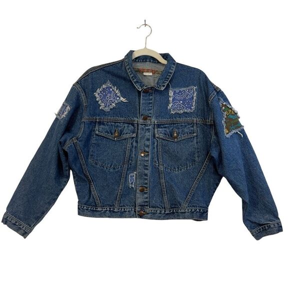 Vintage 90s Pepe World Style Jeans Crop Denim Jean Jacket  Size M - Picture 1 of 16
